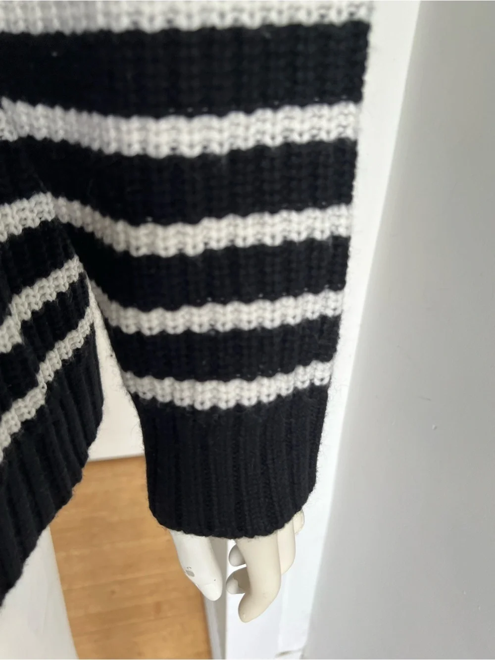 Sandrine Rose x Free People Grandpa Cashmere Wool Cardigan Black White Striped M